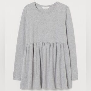 H&M Maternity Cotton-blend jersey top - Long sleeve - Light grey